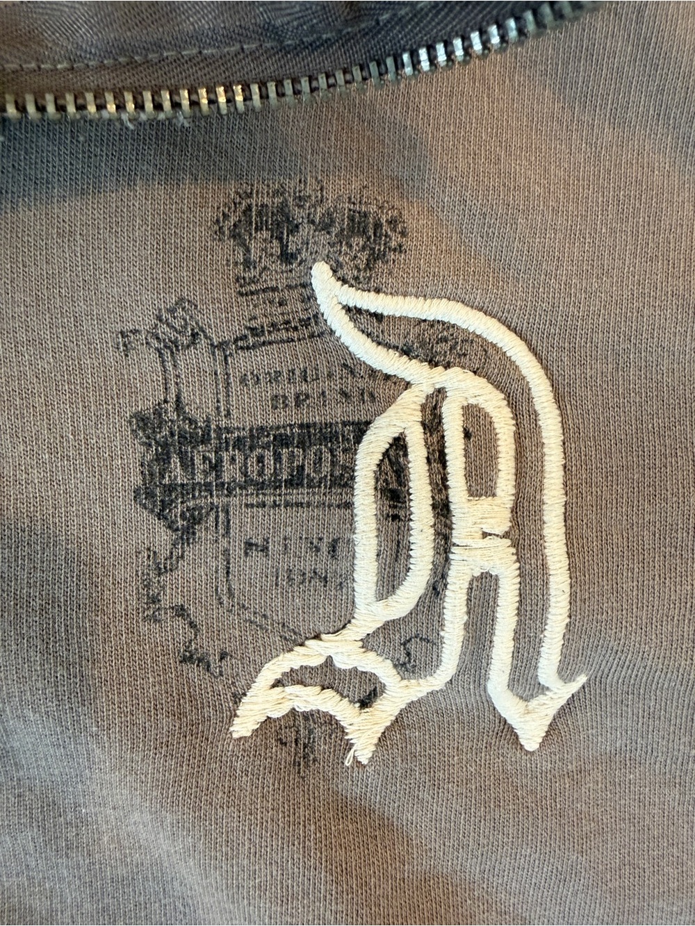 Y2K Aeropostale Quarter Zip Sweatshirt Embroidered Mocha Brown Small - Picture 5 of 8